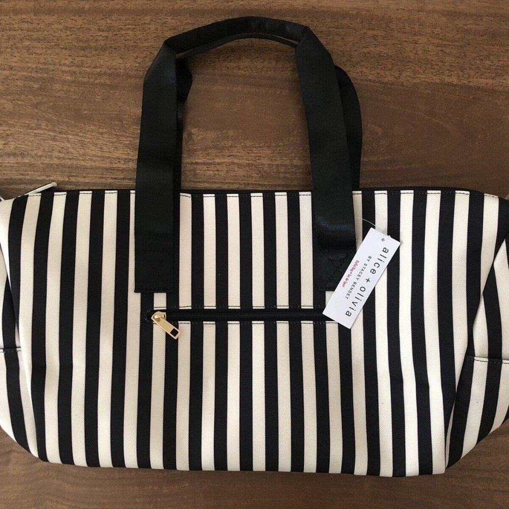 Alice + Olivia duffle bag new in package with tags Black and white stripes